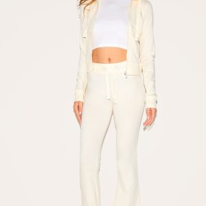 Cream Low Rise Skinny Flare Trousers