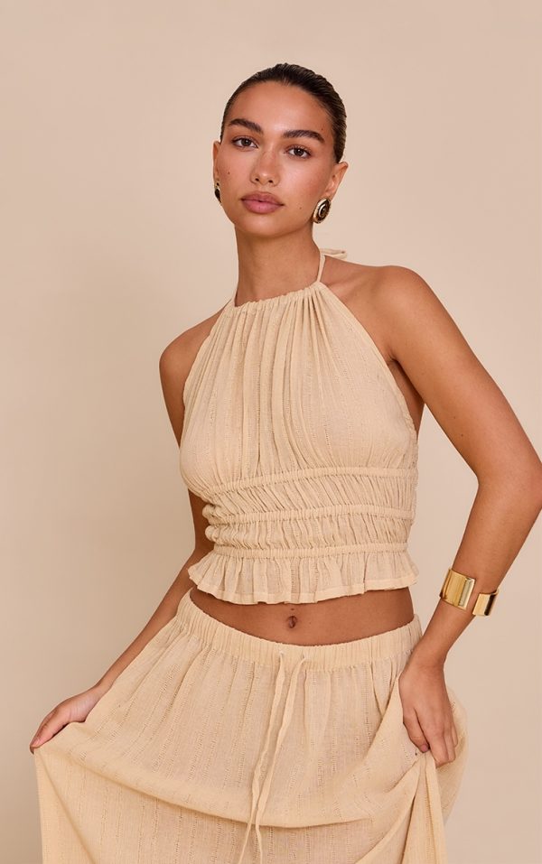 b0b6d3b7812d6f016f9202801d0a39e0d8f5fdb0_CNM6323_1_sand_textured_backless_halterneck_top