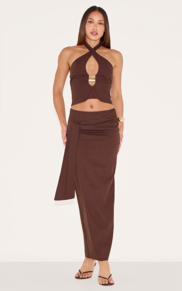 b0fd07e96639dfc57d136f157196a463a908bbe4_CNM4454_1_tall_chocolate_woven_drape_detail_midaxi_skirt