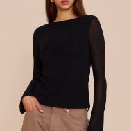 b14f8b8f55c5de199ec41c8c579a2b00e69e8eeb_CNN0205_1_black_stretch_chiffon_loose_fit_flared_long_sleeve_top