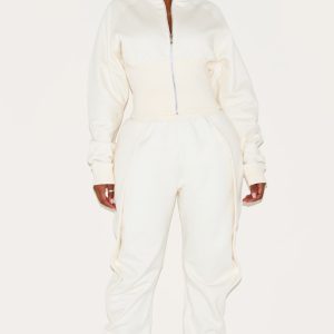 Shape Cream High Waisted Pleat Front Cocoon Joggers