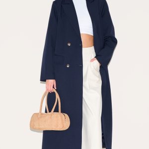 Navy Maxi Length Duster Coat