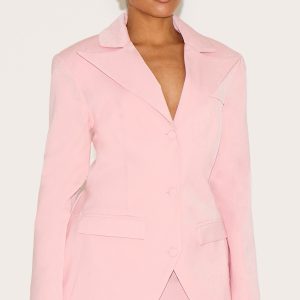 Shape Blush Linen Look Split Hem Cinched Adjustable Waist Blazer
