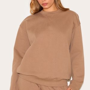 Taupe Premium Oversized Crew Neck Sweatshirt