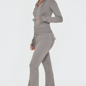 Charcoal Low Rise Skinny Flare Trousers