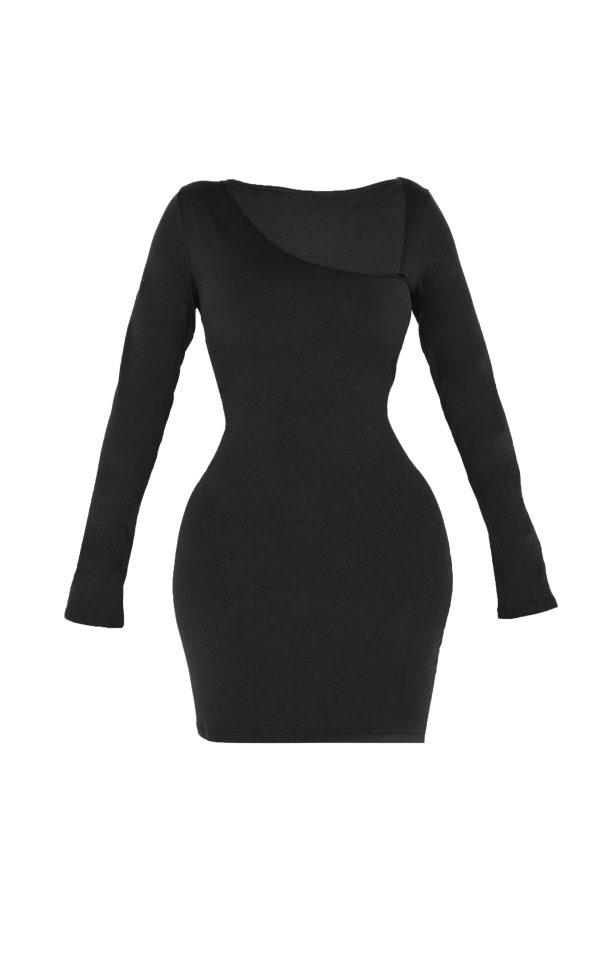 b2d7e2e253a606d7a3b69cecd41ddb18672fbee4_CNM0047_5_shape_black_sculpt_asymmetric_neck_mini_dress