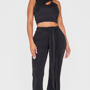 Shape Black Sculpt Wrap Waist Flared Trousers