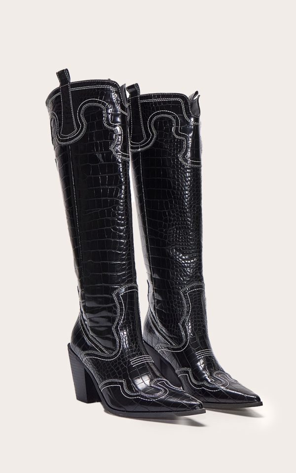 b35968e1aa0f3022b5e395707cd8ce9b930aaed0_CNL7085_2_black_croc_pu_point_toe_western_stitch_knee_high_block_heeled_boots