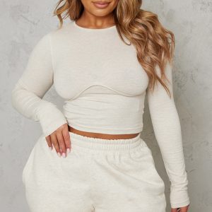 Shape Oatmeal Marl Underbust Long Sleeve Top