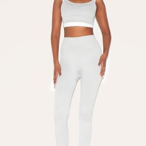 Light Grey Seamless Line Detail High Waisted Leggings