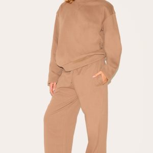 Taupe Premium Sweat Wide Leg Joggers
