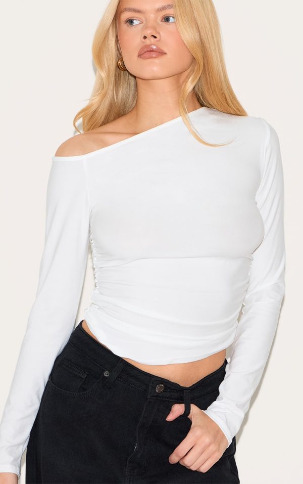 b4e1d09ba167c9847b13bf7a8345a51df9547450_CNH6340_4_white_soft_touch_jersey_ruche_side_long_top