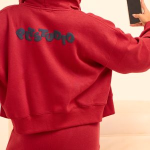Cherry Red PLT Studio Archive Puff Print Zip Up Jacket