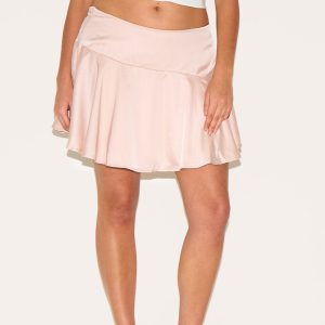Plus Dusty Pink Satin Floaty A Line Mini Skirt