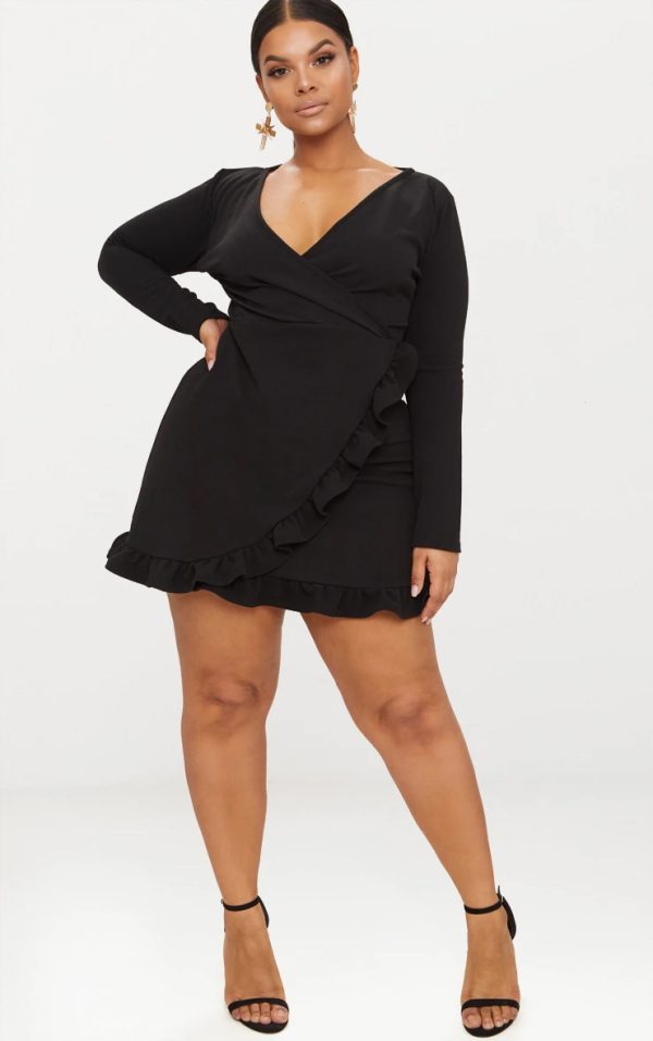 b5e60e9df276b89ec5561accf8668e6bba277b39_CLW1365_4_plus_black_long_sleeve_ruffle_wrap_dress