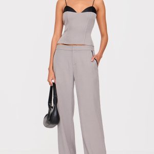 Grey Woven Tailored Wide Leg Trousers