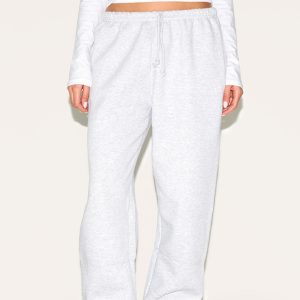 Ash Grey Straight Leg Cuffed Seam Detail Joggers