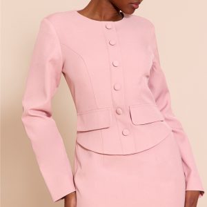 Blush Rose Woven Tailored Button Detail Mini Dress