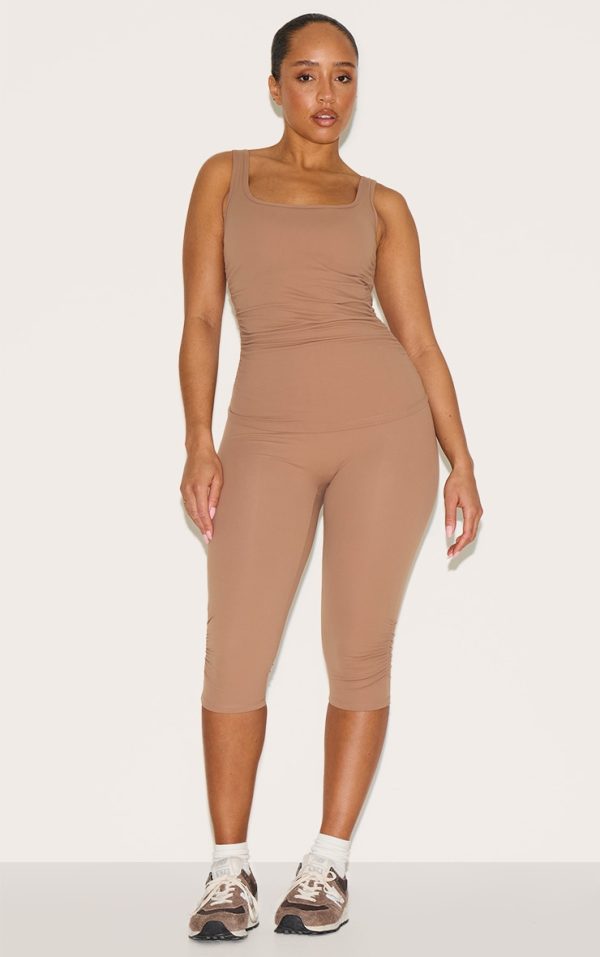 b7b1713f2968b780b09d0f59acdda93ecfb02cee_CNM0984_2_shape_taupe_active_ruched_side_high_waisted_capri_pants