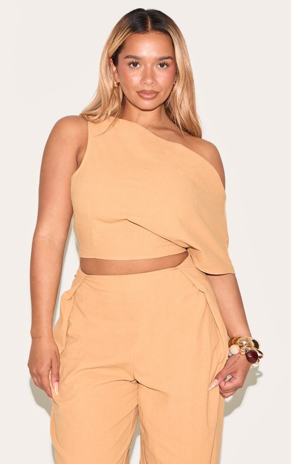 b81ae48defbe43a07fc93a068a2bd7ad0bca6a1e_CNM6338_1_shape_olive_linen_asymetrical_off_the_shoulder_top