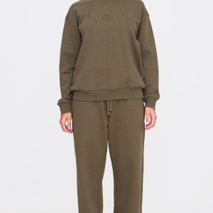 PRETTYLITTLETHING Olive Premium Embossed Wide Leg Jogger