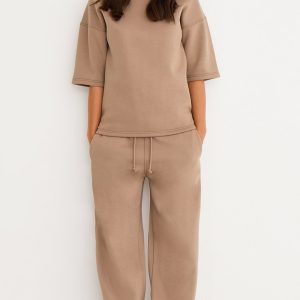 Mocha Premium Wide Leg Joggers