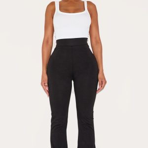 Shape Black Cotton High Waisted Flared Trousers