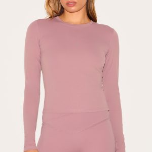 Mauve Ultimate Sculpt Long Sleeve Crop Gym Top