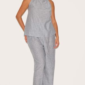 Plus Grey Striped Slouchy Trousers