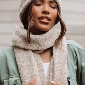 Beige Soft Ribbed Knit Beanie