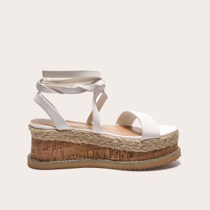 Niella White Espadrille Flatform Sandals