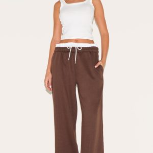 Chocolate Boxer Waistband Wide Leg Sweat Joggers