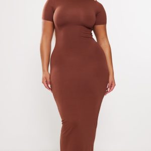 Shape Dark Brown Sculpted Maxi Dress