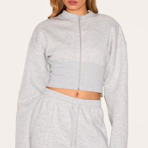 Ash Grey Extreme Cinched Waist Sweatshirt