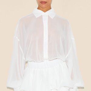 Petite White Chiffon Long Sleeve Playsuit