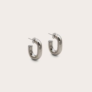Silver Hoop Chubby Earrings