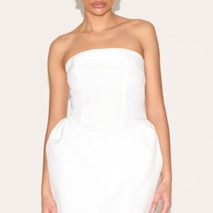 Petite White Bandeau Woven Mini Dress