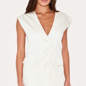 Cream Oversized Tailored Woven Waistcoat