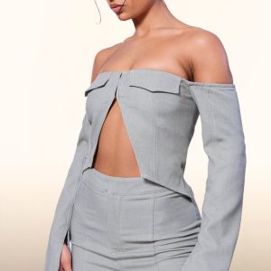 PLT Label Sage Green Contrast Stitch Corset Top