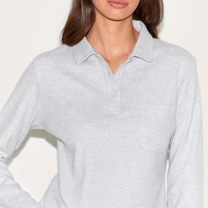 Light Grey Long Sleeved Super Soft V Neck Button Up Top