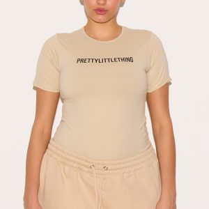 PRETTYLITTLETHING Plus Oatmeal Cap Sleeve Bodysuit