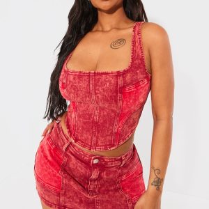 Shape Red Washed Denim Corset