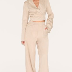 Pale Grey Tailored Woven Wide Leg Trousers