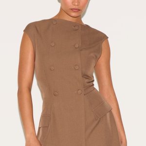 Petite Mushroom Sleeveless Tailored Playsuit