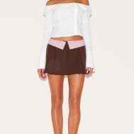 bec892066c9ba7bf7774e018f00fa461914e5c82_CNM2512_1_chocolate_brown_contrast_striped_waistband_mini_skirt