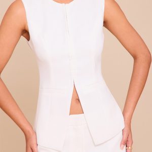 White Hook And Eye Detail Waistcoat