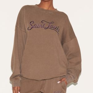 Taupe Saint Louis Embroidered Sweatshirt