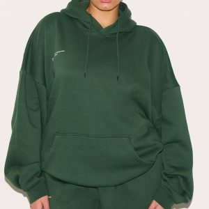 PRETTYLITTLETHING Plus Forest Green Est 2012 Printed Oversized Hoodie