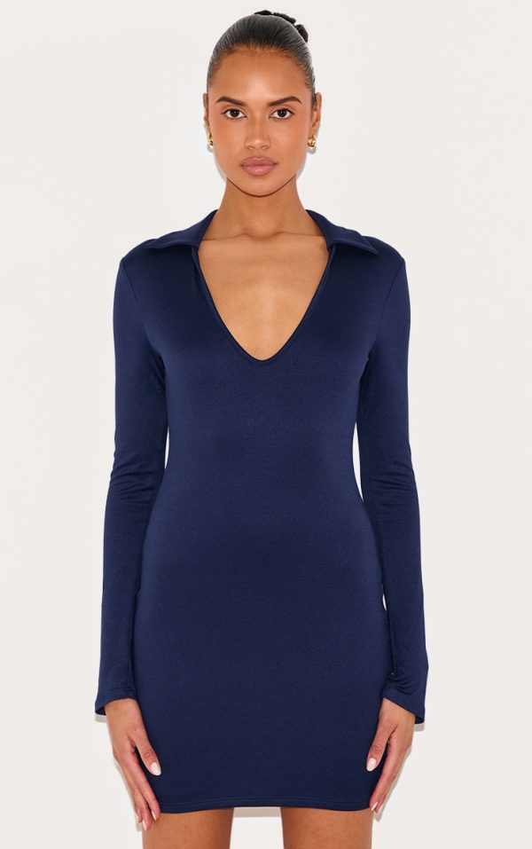 c0830ff4a026661bac59fd8ef82560684146eff4_CNM3152_1_navy_double_contour_collar_detail_long_sleeve_bodycon_dress