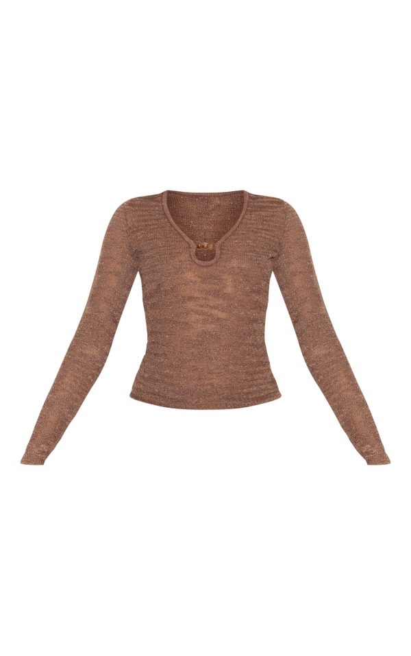 c0842b276a5234b299a59409b00c5c5d9a661dd6_CNM1228_5_chocolate_sheer_bobble_crochet_long_sleeve_beaded_keyhole_cut_out_top